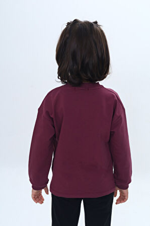 Toontoy Kız Çocuk Fiyonk Kabaran Baskılı Sweatshirt