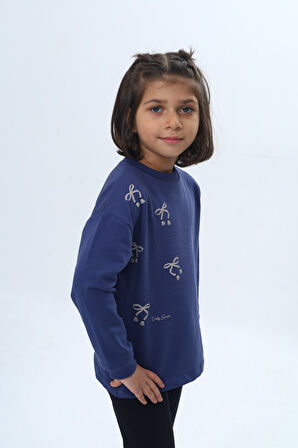 Toontoy Kız Çocuk Fiyonk Kabaran Baskılı Sweatshirt