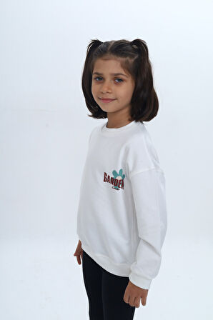 Toontoy Kız Çocuk Arka Kol Baskılı Çiçekli Sweatshirt