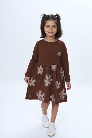 Toontoy Kız Çocuk Çiçek Baskılı Elbise