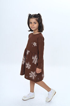 Toontoy Kız Çocuk Çiçek Baskılı Elbise