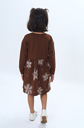 Toontoy Kız Çocuk Çiçek Baskılı Elbise