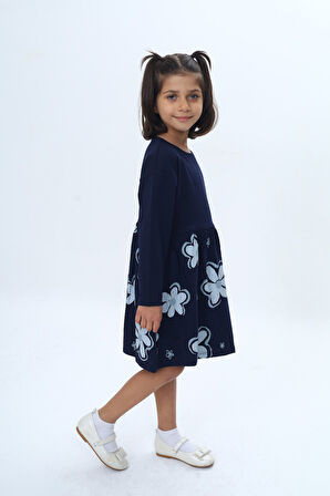 Toontoy Kız Çocuk Çiçek Baskılı Elbise