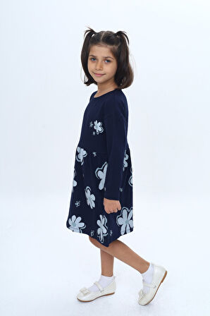 Toontoy Kız Çocuk Çiçek Baskılı Elbise