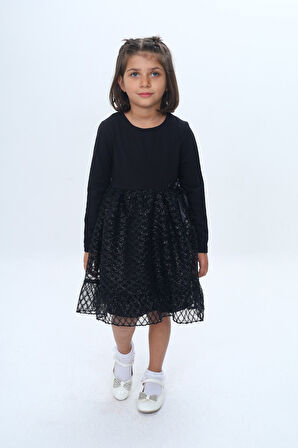 Toontoy Kız Çocuk Fırfırlı Tüllü Elbise