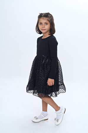 Toontoy Kız Çocuk Fırfırlı Tüllü Elbise