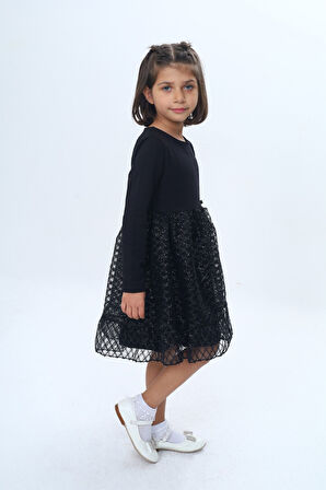 Toontoy Kız Çocuk Fırfırlı Tüllü Elbise