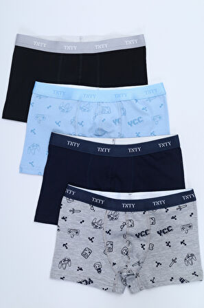 Toontoy Erkek Çocuk Çok Desenli 4lü Paket Boxer 