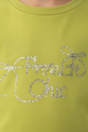 Toontoy Kız Çocuk 2'li Takım Taş İşlemi Bisiklet Yaka Kısa Kollu Tişört & Taş İşlemeli Beli Lastikli Bol Paça Eşofman Altı - 2 İplik  24995