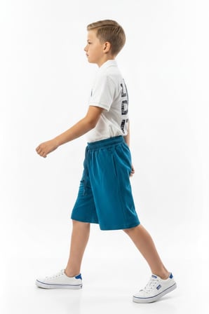 Toontoy Erkek Çocuk 2'li Şortlu Takım Polo Yaka Kısa Kollu Düğmeli T-shirt - Beli Lastikli Bağlamalı Şort 25022
