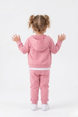 Toontoy Kız Çocuk 3'lü Eşofman Takımı Uzun Kollu Bisiklet Yaka Nakışlı T-shirt - Kapüşonlu Fermuarlı Hırka- Beli Paçası Lastikli Eşofman Altı 25041