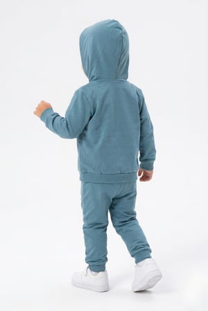 Toontoy Erkek Çocuk 3'lü Eşofman Takımı Uzun Kollu Bisiklet Yaka Nakışlı T-shirt - Kapüşonlu Fermuarlı Hırka- Beli Paçası Lastikli Eşofman Altı 25045
