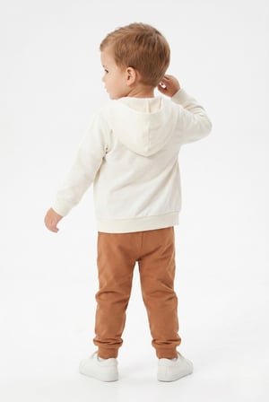 Toontoy Erkek Çocuk 3'lü Eşofman Takımı Uzun Kollu Bisiklet Yaka Nakışlı T-shirt - Kapüşonlu Fermuarlı Hırka- Beli Paçası Lastikli Eşofman Altı 25043