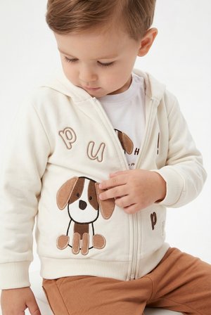 Toontoy Erkek Çocuk 3'lü Eşofman Takımı Uzun Kollu Bisiklet Yaka Nakışlı T-shirt - Kapüşonlu Fermuarlı Hırka- Beli Paçası Lastikli Eşofman Altı 25043