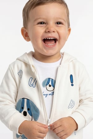 Toontoy Erkek Çocuk 3'lü Eşofman Takımı Uzun Kollu Bisiklet Yaka Nakışlı T-shirt - Kapüşonlu Fermuarlı Hırka- Beli Paçası Lastikli Eşofman Altı 25043