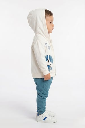 Toontoy Erkek Çocuk 3'lü Eşofman Takımı Uzun Kollu Bisiklet Yaka Nakışlı T-shirt - Kapüşonlu Fermuarlı Hırka- Beli Paçası Lastikli Eşofman Altı 25043