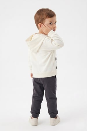Toontoy Erkek Çocuk 3'lü Eşofman Takımı Uzun Kollu Bisiklet Yaka Nakışlı T-shirt - Kapüşonlu Fermuarlı Hırka- Beli Paçası Lastikli Eşofman Altı 25043