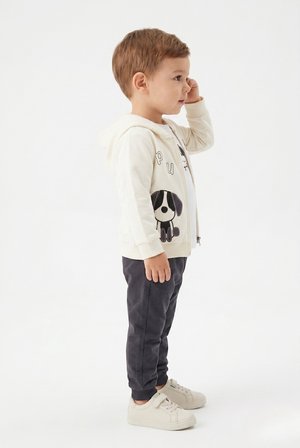 Toontoy Erkek Çocuk 3'lü Eşofman Takımı Uzun Kollu Bisiklet Yaka Nakışlı T-shirt - Kapüşonlu Fermuarlı Hırka- Beli Paçası Lastikli Eşofman Altı 25043