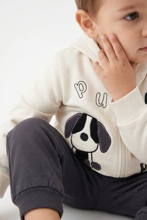 Toontoy Erkek Çocuk 3'lü Eşofman Takımı Uzun Kollu Bisiklet Yaka Nakışlı T-shirt - Kapüşonlu Fermuarlı Hırka- Beli Paçası Lastikli Eşofman Altı 25043