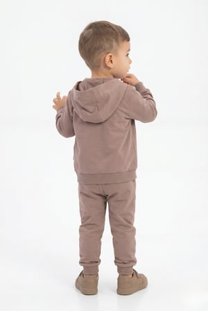 Toontoy Erkek Çocuk 3'lü Eşofman Takımı Uzun Kollu Bisiklet Yaka Nakışlı T-shirt - Kapüşonlu Fermuarlı Hırka- Beli Paçası Lastikli Eşofman Altı 25044