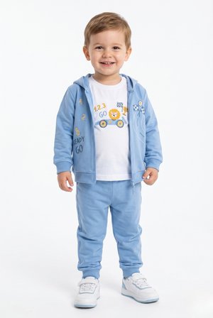 Toontoy Erkek Çocuk 3'lü Eşofman Takımı Uzun Kollu Bisiklet Yaka Nakışlı T-shirt - Kapüşonlu Fermuarlı Hırka- Beli Paçası Lastikli Eşofman Altı 25044