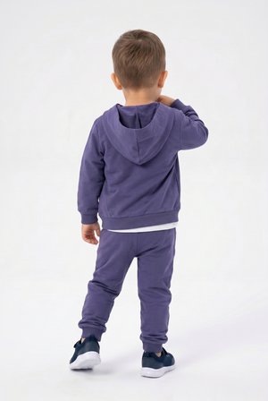 Toontoy Erkek Çocuk 3'lü Eşofman Takımı Uzun Kollu Bisiklet Yaka Nakışlı T-shirt - Kapüşonlu Fermuarlı Hırka- Beli Paçası Lastikli Eşofman Altı 25044