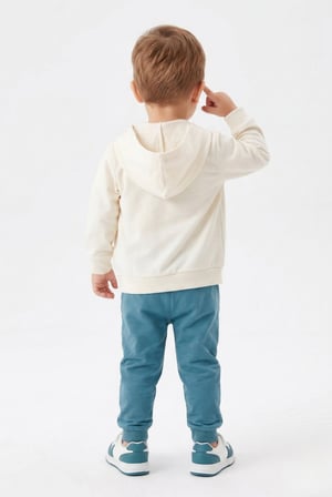 Toontoy Erkek Çocuk 3'lü Eşofman Takımı Uzun Kollu Bisiklet Yaka Nakışlı T-shirt - Kapüşonlu Fermuarlı Hırka- Beli Paçası Lastikli Eşofman Altı 25052