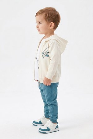 Toontoy Erkek Çocuk 3'lü Eşofman Takımı Uzun Kollu Bisiklet Yaka Nakışlı T-shirt - Kapüşonlu Fermuarlı Hırka- Beli Paçası Lastikli Eşofman Altı 25052