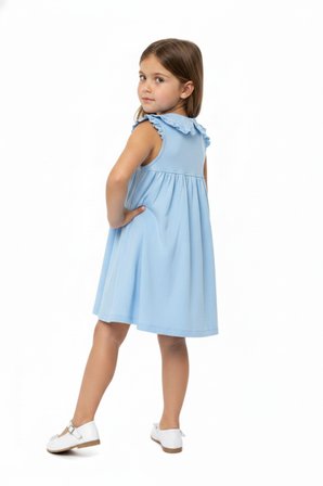 Toontoy Kız Çocuk   Regular Fit  Bebe Yaka Düğmeli  Kısa Kollu Elbise 25049