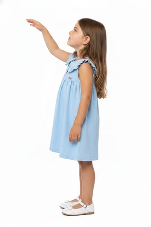 Toontoy Kız Çocuk   Regular Fit  Bebe Yaka Düğmeli  Kısa Kollu Elbise 25049