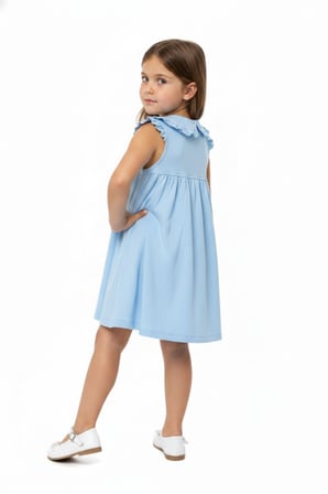Toontoy Kız Çocuk   Regular Fit  Bebe Yaka Düğmeli  Kısa Kollu Elbise 25049