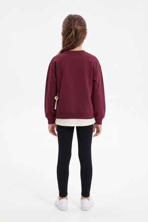 Toontoy Kız Çocuk Önü Baskılı Garni Detaylı Sweatshirt