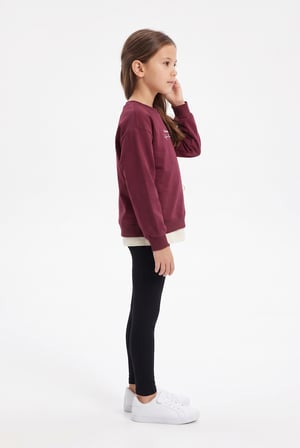 Toontoy Kız Çocuk Önü Baskılı Garni Detaylı Sweatshirt