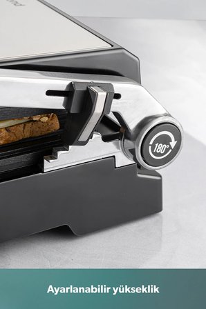 Homend Grilliant 1341H Inox Gövdeli, Döküm Plakalı, 5 Programlı, Led Ekranlı Tost ve Izgara Makinesi