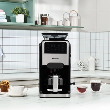 Homend Coffeebreak 5009h Öğütücülü Filtre Kahve Makinesi Cam Hazne Özelliği ile 12 Fincan Kapasite