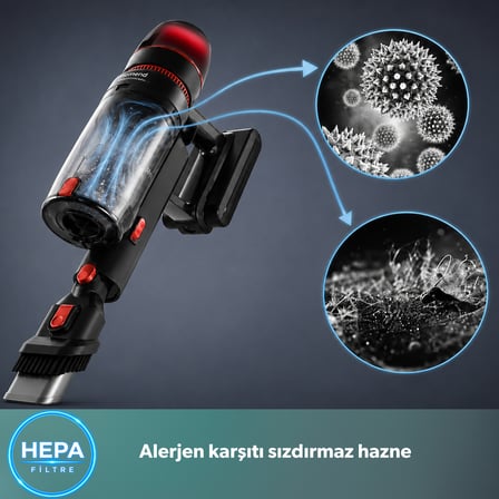 Dustrider 1273H Katlanabilir Borulu Dikey Süpürge Kırmızı