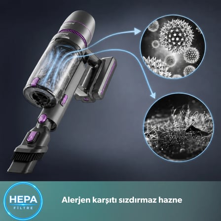 Homend Dustrıder 1273H Katlanabilir Borulu Dikey Süpürge Mor