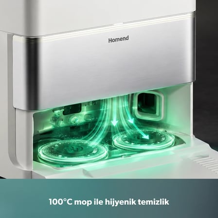 Homend Alex 40 Otomatik Boşaltım Sistemli Moplu 28.000 Pa Robot Süpürge