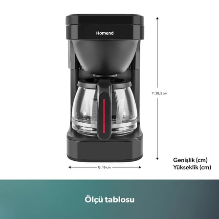 Homend Take 5 Brew 5019H Filtre Kahve ve Çay Demleme Makinesi Siyah
