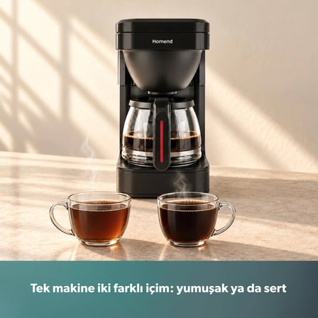 Homend Take 5 Brew 5019H Filtre Kahve ve Çay Demleme Makinesi Siyah