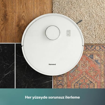 Homend Alex 10 Moplu Ve Haritalamalı 10 KPa Akıllı Robot Süpürge Beyaz
