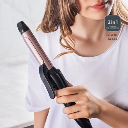 Homend Hairmony 4605H 2 In 1 Saç Düzleştirici ve Maşa 19 mm Seramik Plaka ile 6 Farklı Isı Ayarı