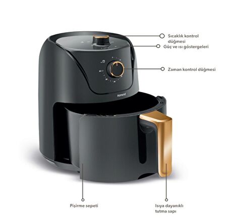 Homend Airfryday 2504H 4.2 lt Yağsız Airfryer Krem