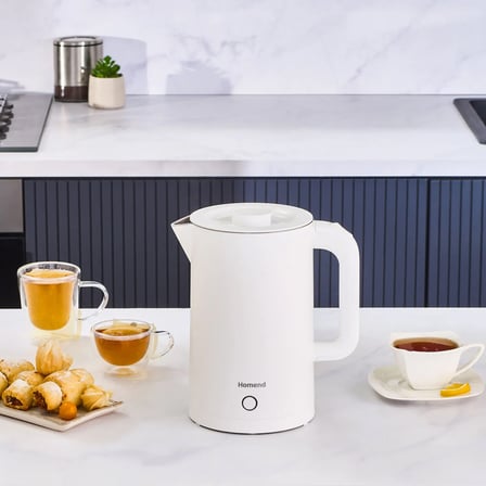 Homend Heatrow Cooltouch 1618H Paslanmaz Çelik El Yakmaz Gövdeli Su Isıtıcısı Beyaz