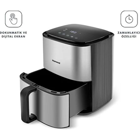 Homend Airfryday 2506H Yağsız Airfryer Siyah - Gri