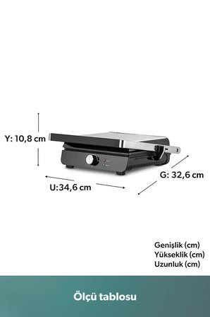 Homend Grilliant 1349H 4 Dilim Kapasiteli Gövdeli Döküm Plakalı Tost ve Izgara Makinesi Inox 2000W