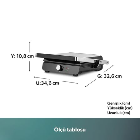 Homend Grilliant 1349H 4 Dilim Kapasiteli Gövdeli Döküm Plakalı Tost ve Izgara Makinesi Inox 2000W