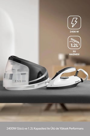 Homend Steamwork 1167H Buhar Kazanlı Ütü Siyah Beyaz 2400 W