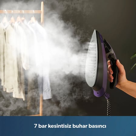 Homend Jetsteam 1173h 7 Bar Basınçlı Otomatik Kireç Temizlemeli Buhar Kazanlı Ütü Mor Siyah