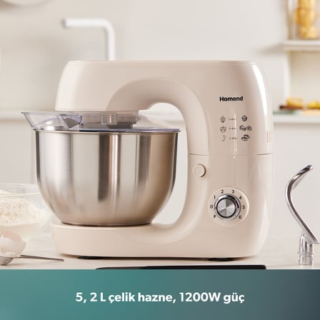 Homend Profashion 3082H Hamur Yoğurma Makinesi Krem 1200W 5,2L